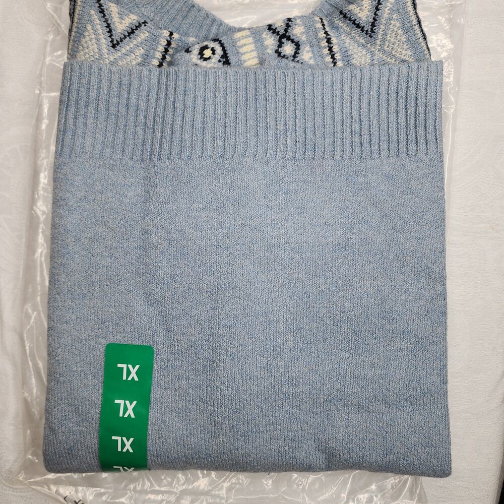 Weatherproof Vintage Women's Fair Isle Blue Sweater XL Soft Brushed Winter NWT - Picture 4 of 6